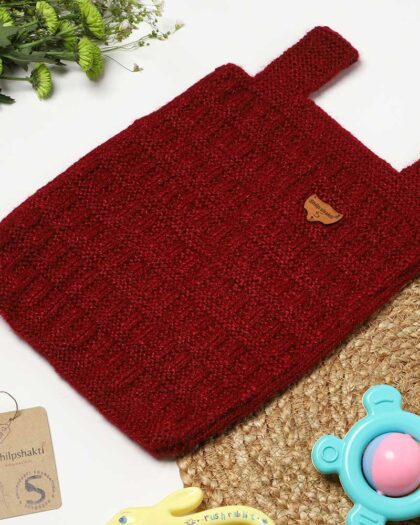 Hand Knit Acrylic Vests or Sleeveless Sweater - Maroon