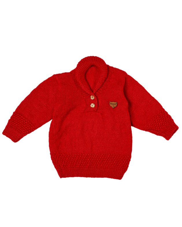 High Neck Collar Sweater - Red - Image 2