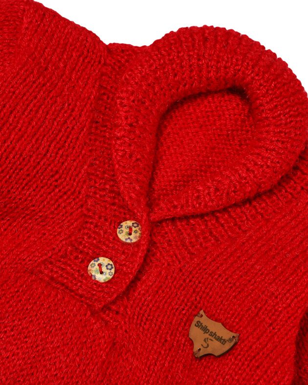 High Neck Collar Sweater - Red - Image 3