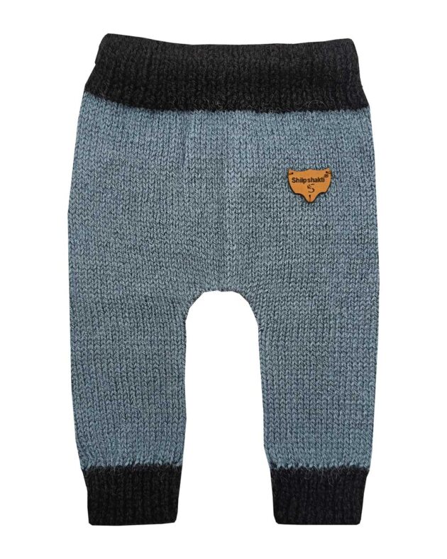 Hand Knit Woolen Pant for Boys - Grey Black