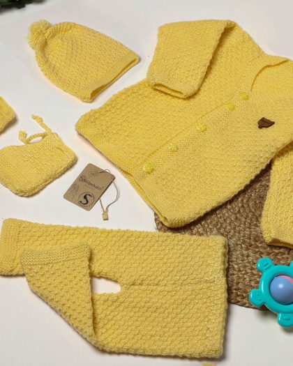 Handmade Woolen Sweater Set - Yellow