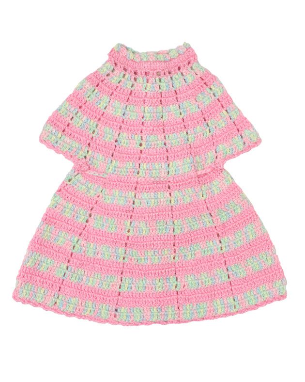 Handmade Woolen Frock Hairband Socks Set - Multicoloured Pink - Image 3