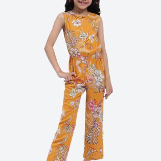 ShilpShakti Cotton Sleeveless Floral Printed Romper - Yellow