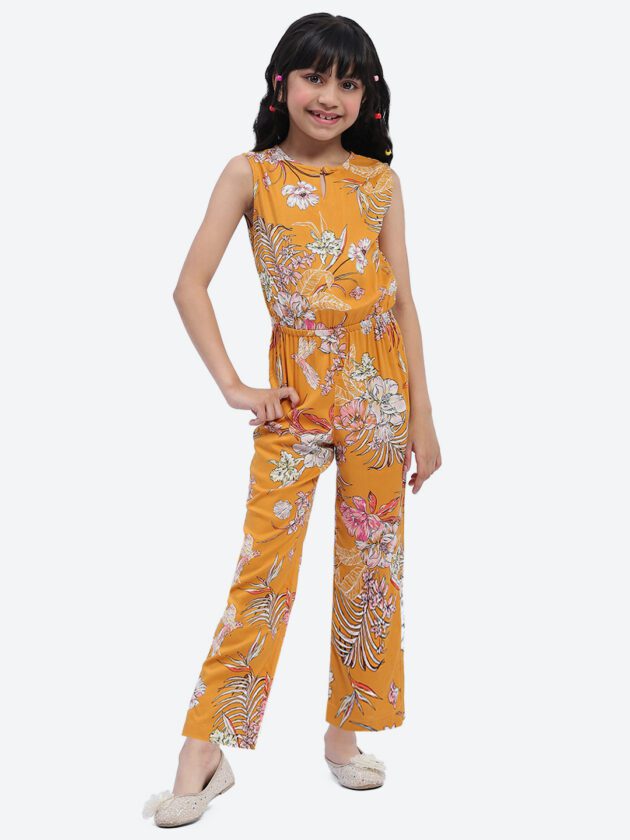 ShilpShakti Cotton Sleeveless Floral Printed Romper - Yellow