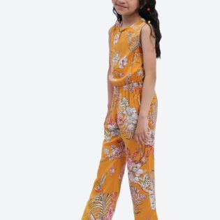 ShilpShakti Cotton Sleeveless Floral Printed Romper - Yellow - Image 2