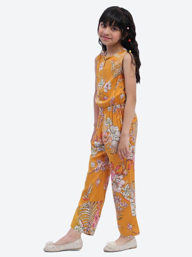 ShilpShakti Cotton Sleeveless Floral Printed Romper - Yellow - Image 2