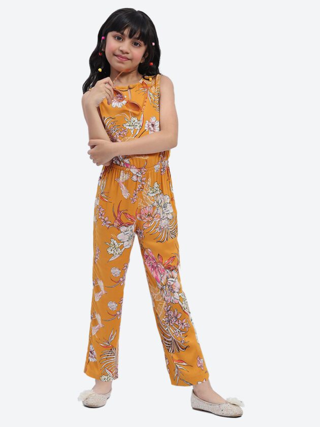 ShilpShakti Cotton Sleeveless Floral Printed Romper - Yellow - Image 5